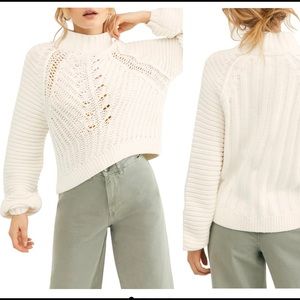 Free People Ivory color Mock neck sweater size XL New with Tags